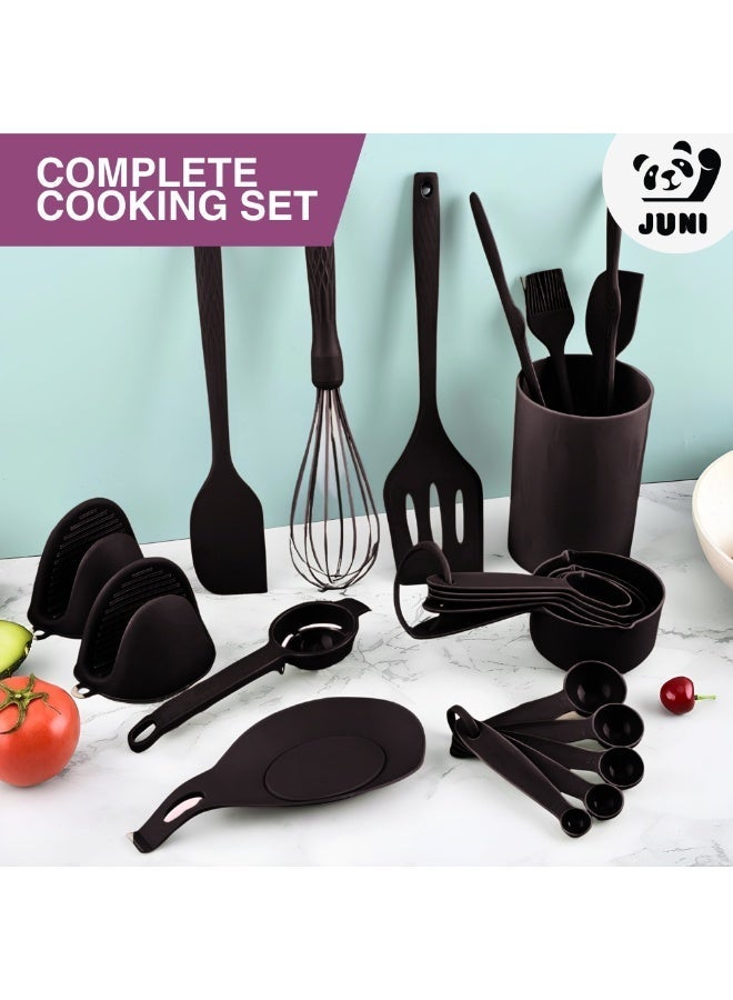 JUNI 21-Piece Silicone Kitchen Utensils Set with Holder – Heat Resistant Cooking Spatula, Spoon, Ladle & Turner Set for Non-Stick Cookware – BPA Free Silicone Cooking Tools - Image 2